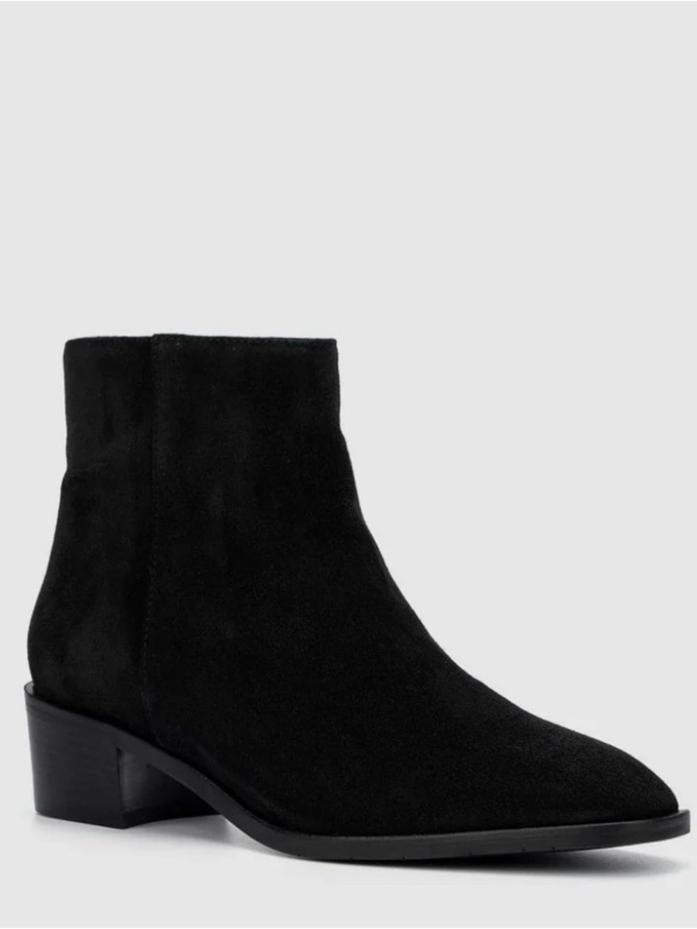 Aquatalia Weatherproof Women's Black Suede Ankle Boots with Buckle
